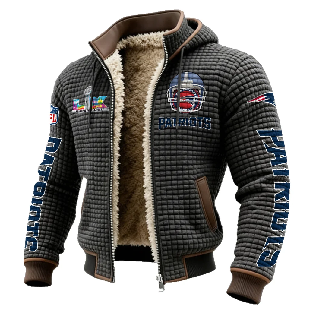 Revolution Fans Fleece-Lined Hooded Jacket, Heavyweight Cozy Sport Shell HVN1463NP - Grey - Image 2