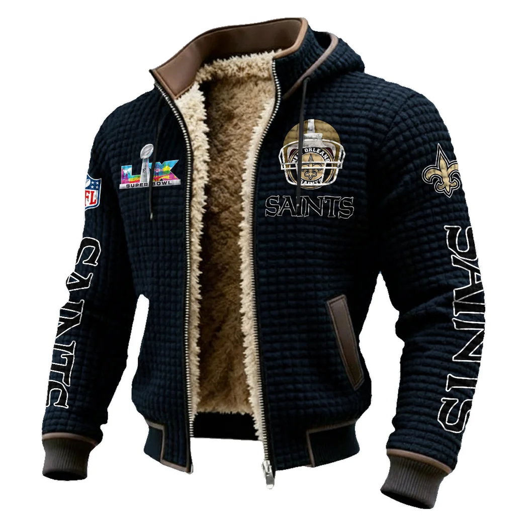 Victory Wings Fleece-Lined Hooded Jacket, Brushed Interior Winter Jacket HVN1463NS - Black - Image 2