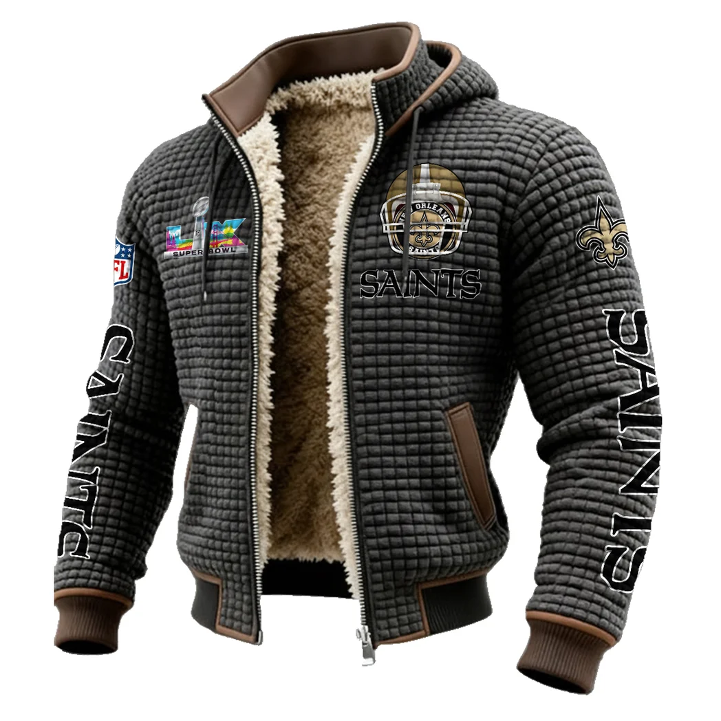 Victory Wings Fleece-Lined Hooded Jacket, Brushed Interior Winter Jacket HVN1463NS - Grey - Image 2