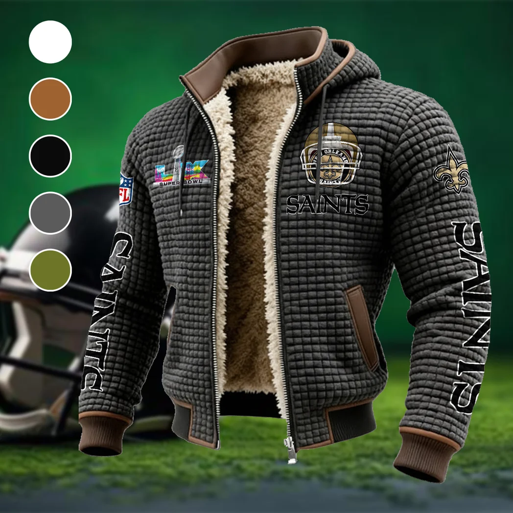 Victory Wings Fleece-Lined Hooded Jacket, Brushed Interior Winter Jacket HVN1463NS - Grey