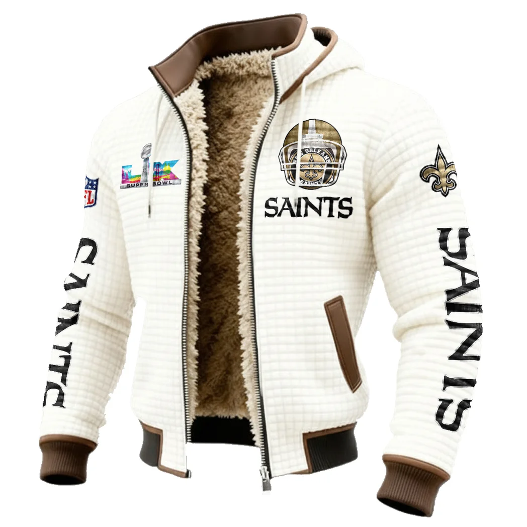 Victory Wings Fleece-Lined Hooded Jacket, Brushed Interior Winter Jacket HVN1463NS - White - Image 2