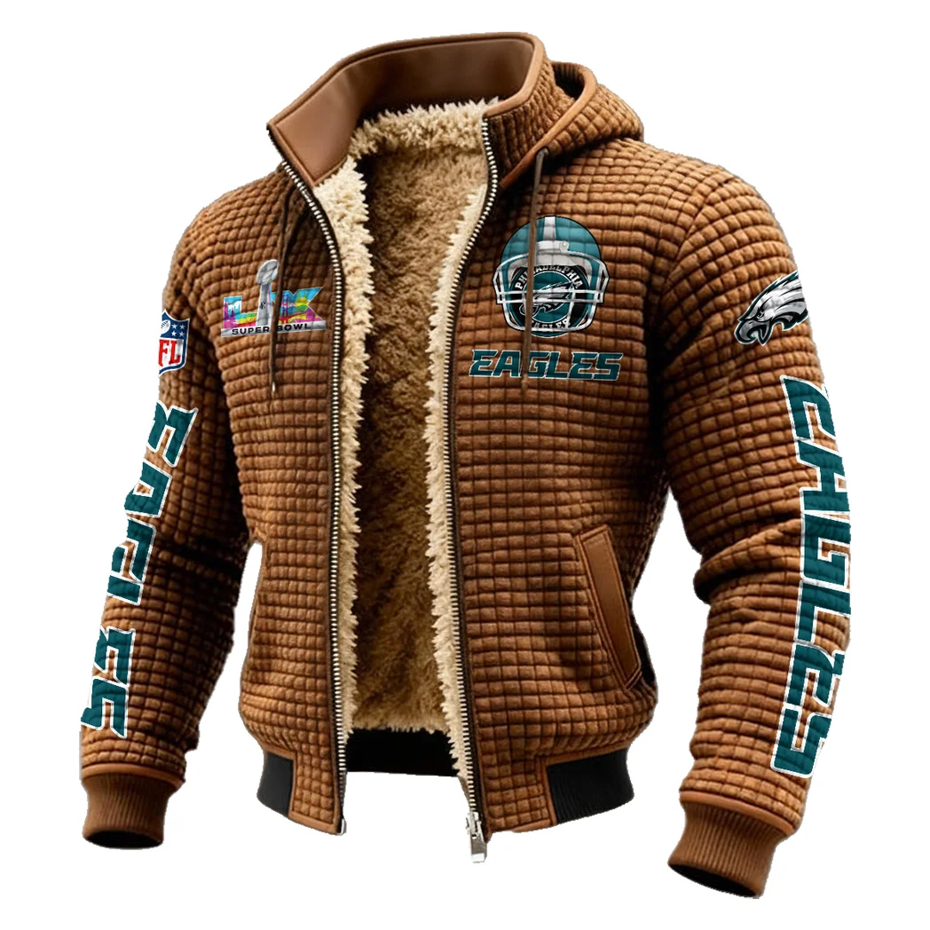 Game Day Squad Fleece-Lined Hooded Jacket, Luxe Cloud-Fleece Hooded Shell HVN1463PE - brown - Image 2
