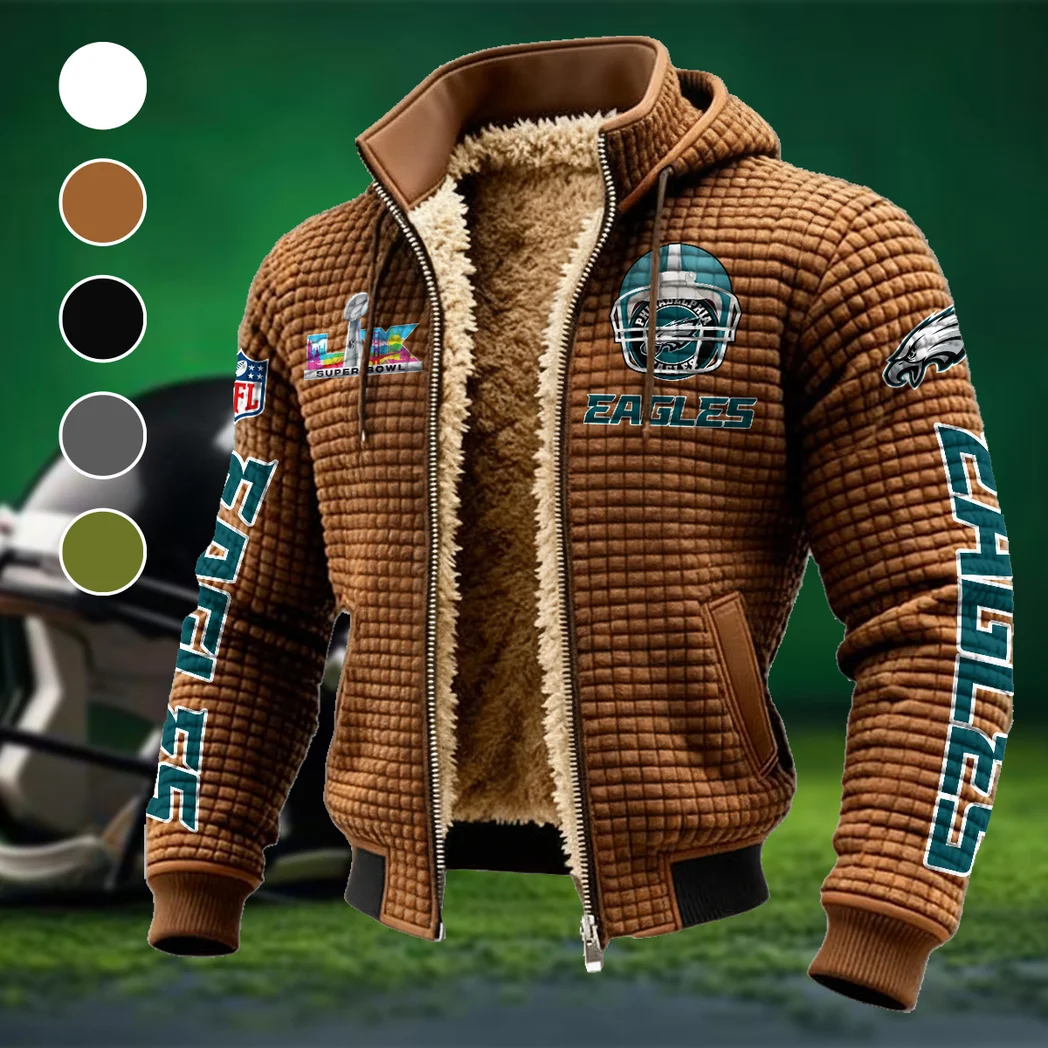 Game Day Squad Fleece-Lined Hooded Jacket, Luxe Cloud-Fleece Hooded Shell HVN1463PE - brown