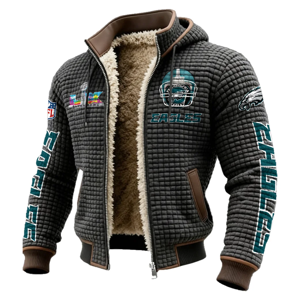 Game Day Squad Fleece-Lined Hooded Jacket, Luxe Cloud-Fleece Hooded Shell HVN1463PE - Grey - Image 2
