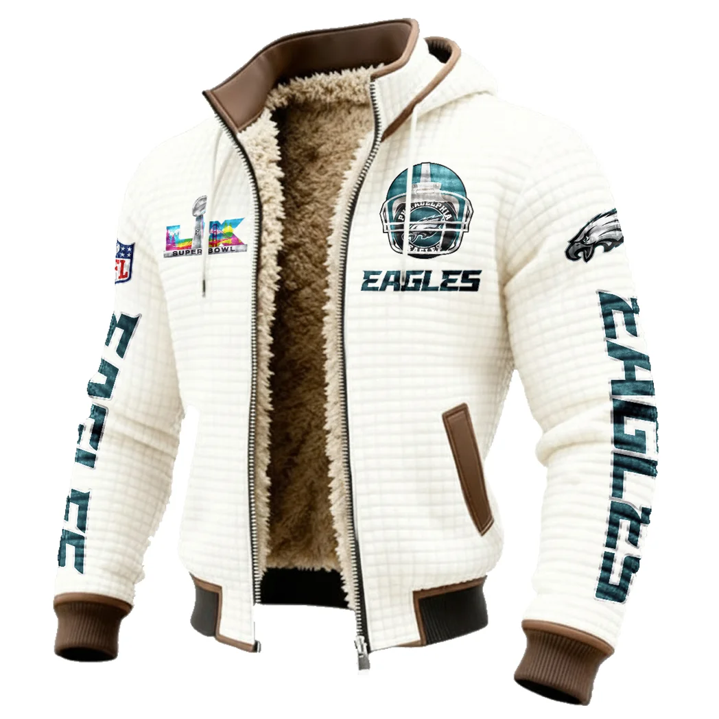 Game Day Squad Fleece-Lined Hooded Jacket, Luxe Cloud-Fleece Hooded Shell HVN1463PE - White - Image 2