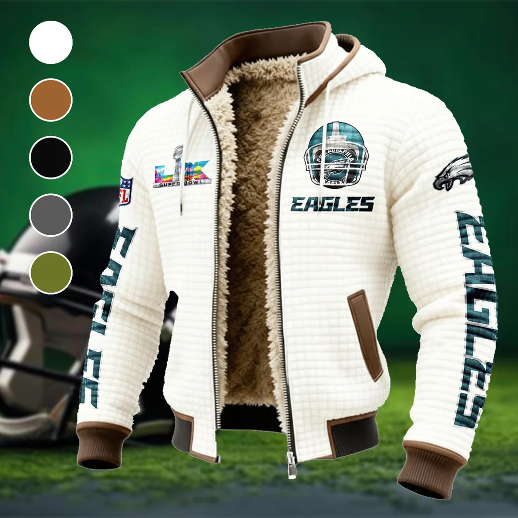 Game Day Squad Fleece-Lined Hooded Jacket, Luxe Cloud-Fleece Hooded Shell HVN1463PE - White
