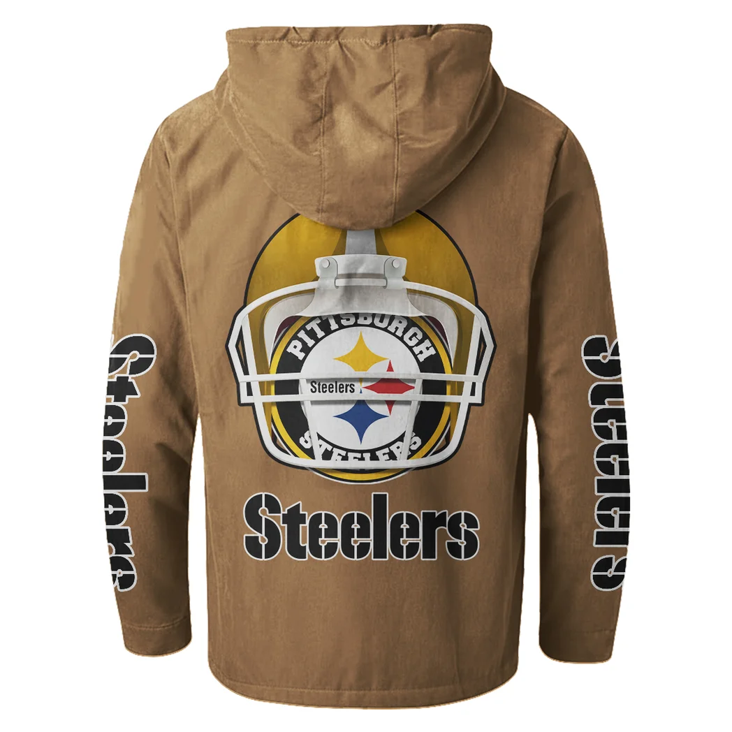 Three Rivers Squad Flannel Hoodie, Supporter Spirit Hooded Flannel HVN1463PS - Camel - Image 3