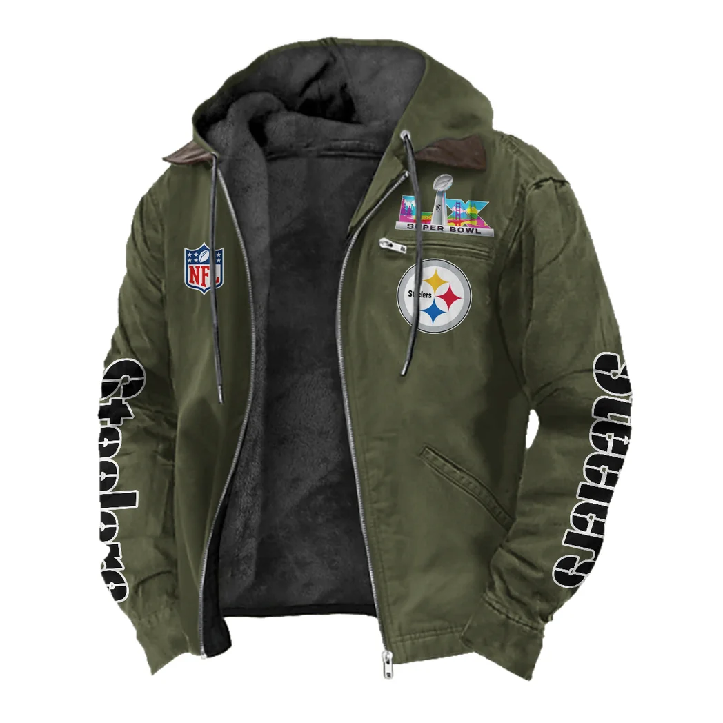Three Rivers Squad Flannel Hoodie, Supporter Spirit Hooded Flannel HVN1463PS - Green - Image 2