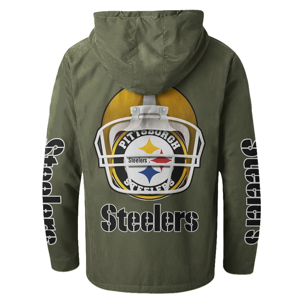 Three Rivers Squad Flannel Hoodie, Supporter Spirit Hooded Flannel HVN1463PS - Green - Image 3