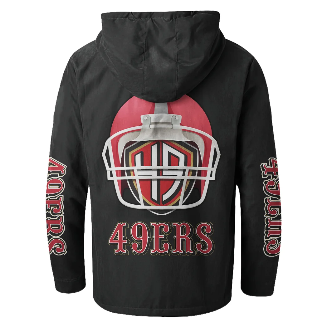 Bay Area Faithful Flannel Hoodie, Athletic Lifestyle Fan Hoodie HVN1463SF - Black - Image 3