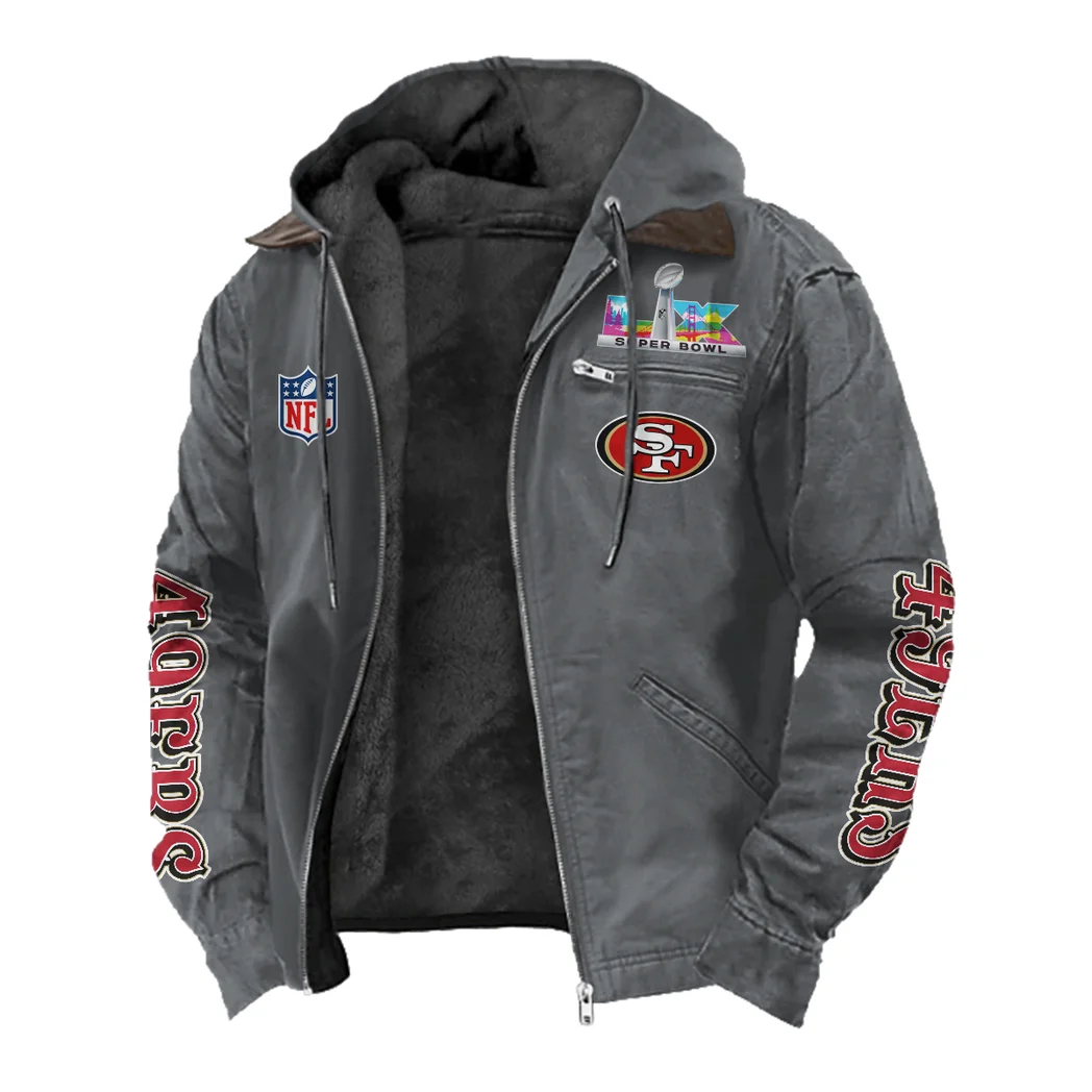 Bay Area Faithful Flannel Hoodie, Athletic Lifestyle Fan Hoodie HVN1463SF - Gray - Image 2