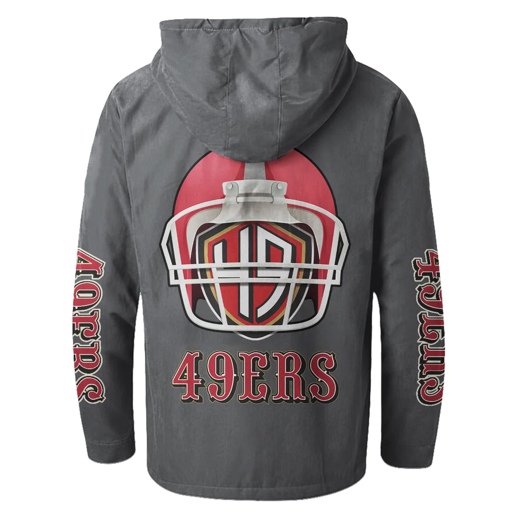 Bay Area Faithful Flannel Hoodie, Athletic Lifestyle Fan Hoodie HVN1463SF - Gray - Image 3