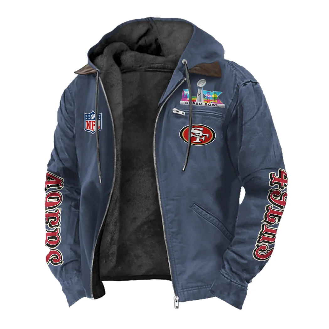 Bay Area Faithful Flannel Hoodie, Athletic Lifestyle Fan Hoodie HVN1463SF - Navy Blue - Image 2