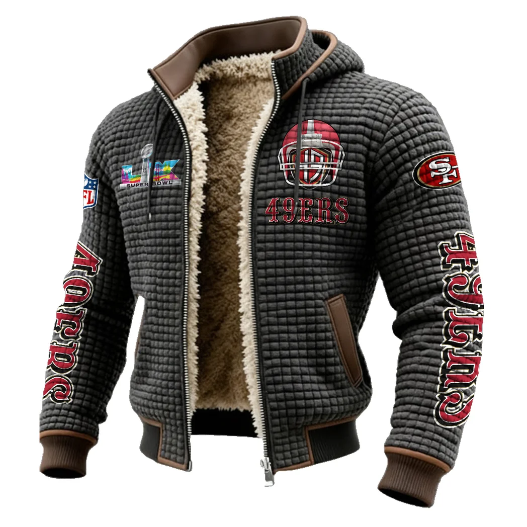 Bay Area Faithful Fleece-Lined Hooded Jacket, Premium Bonded Fleece Jacket HVN1463SF - Grey - Image 2