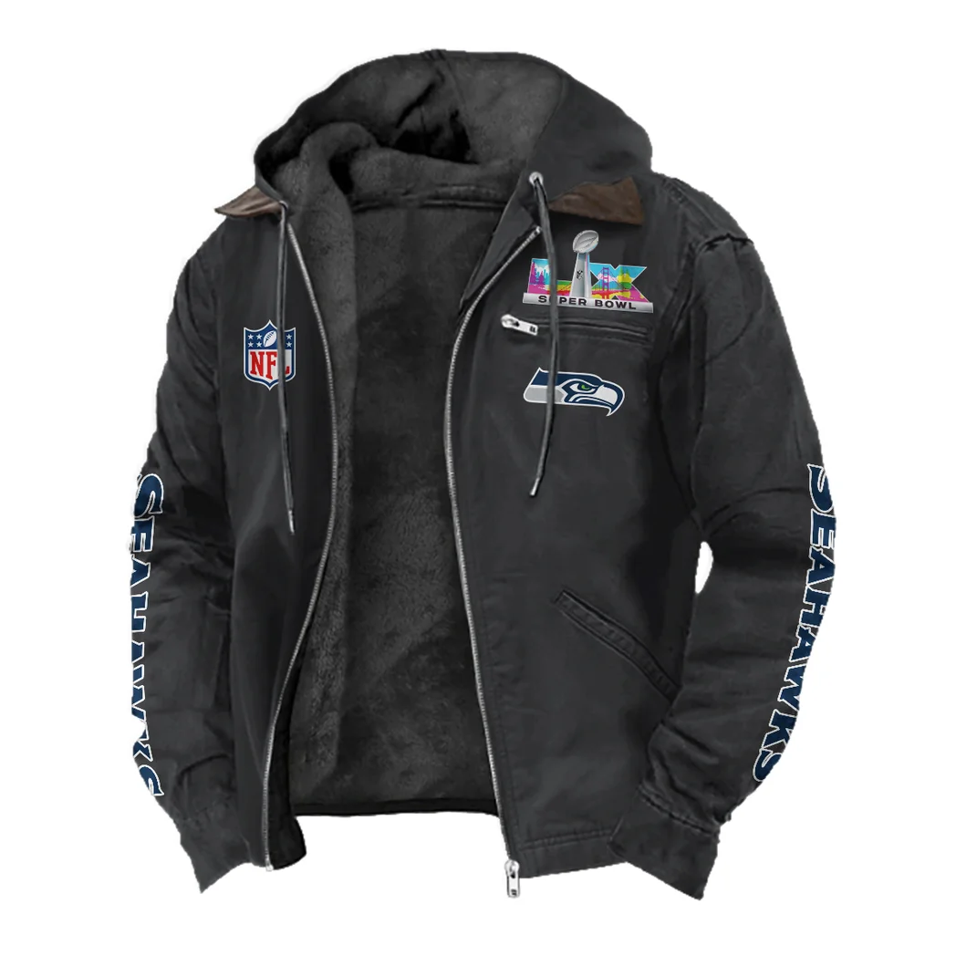 Victory Shields Flannel Hoodie, Classic Flannel Sport Hoodie HVN1463SS - Black - Image 2