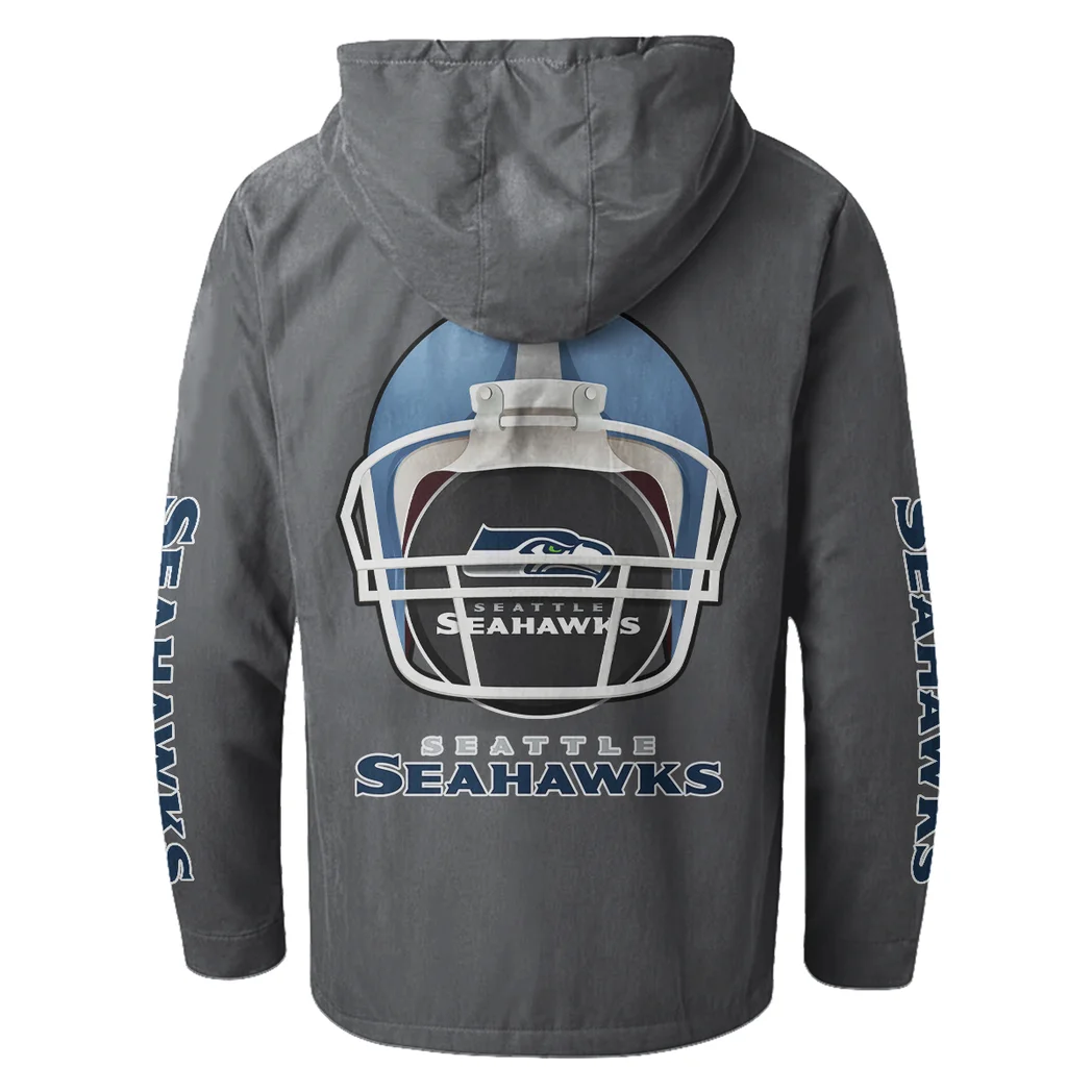 Victory Shields Flannel Hoodie, Classic Flannel Sport Hoodie HVN1463SS - Gray - Image 3