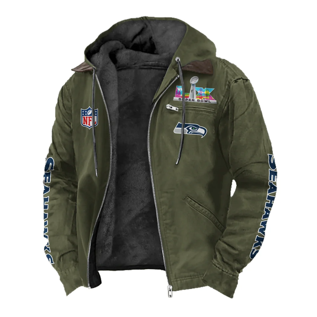 Victory Shields Flannel Hoodie, Classic Flannel Sport Hoodie HVN1463SS - Green - Image 2