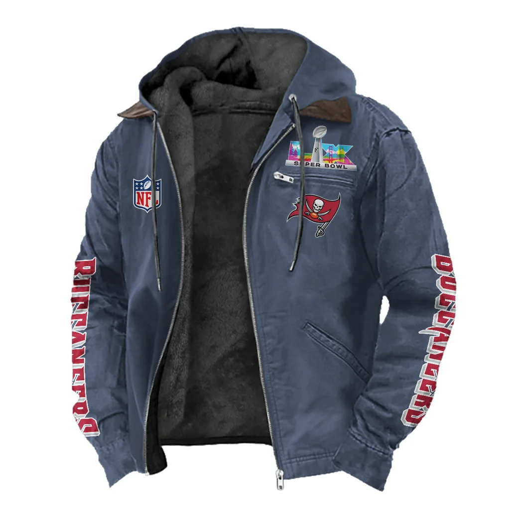 Game Day Raiders Flannel Hoodie, Fan Squad Flannel Hoodie HVN1463TB - Navy Blue - Image 2