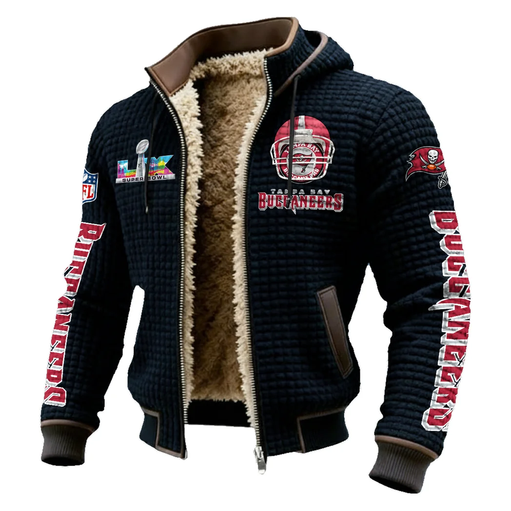 Game Day Raiders Fleece-Lined Hooded Jacket, Soft-Touch Thermal Outerwear HVN1463TB - Black - Image 2