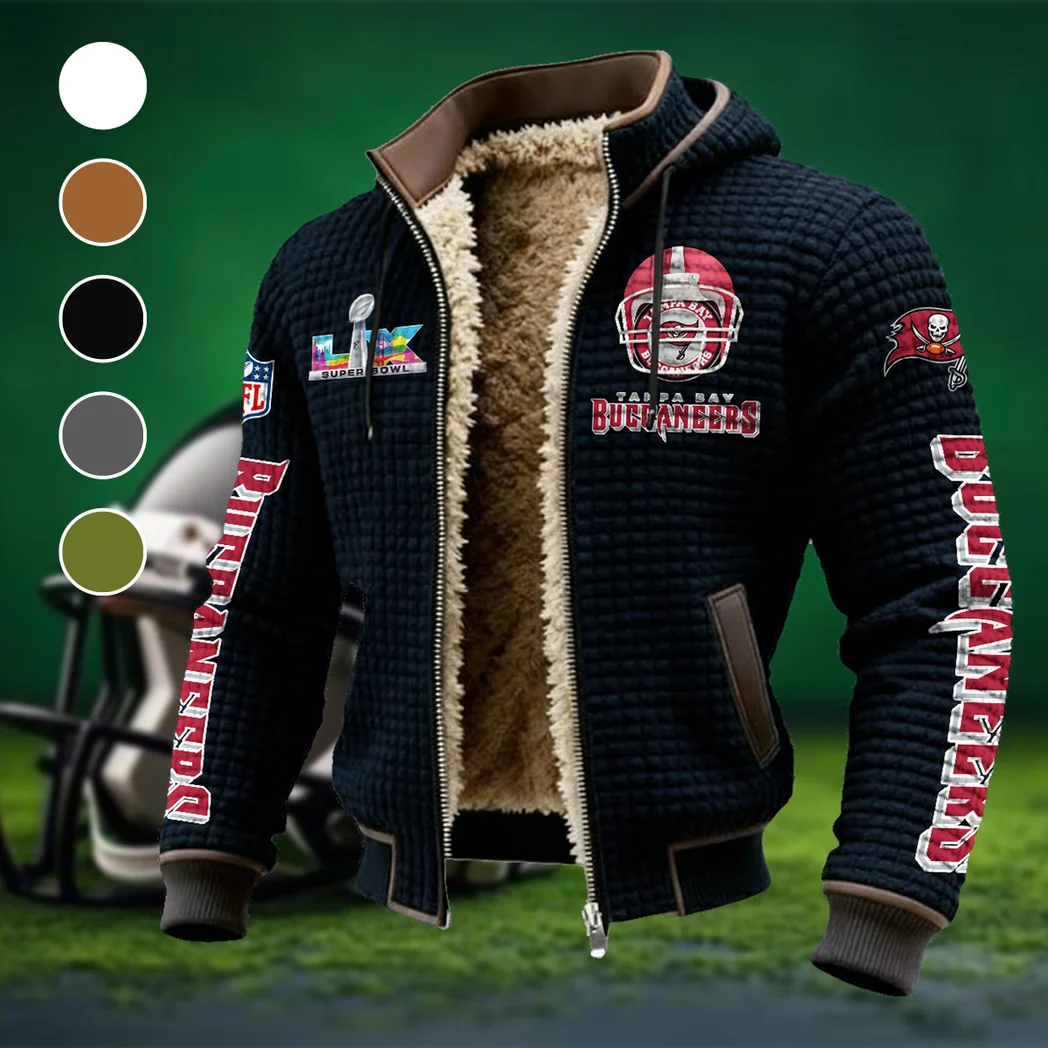 Game Day Raiders Fleece-Lined Hooded Jacket, Soft-Touch Thermal Outerwear HVN1463TB - Black