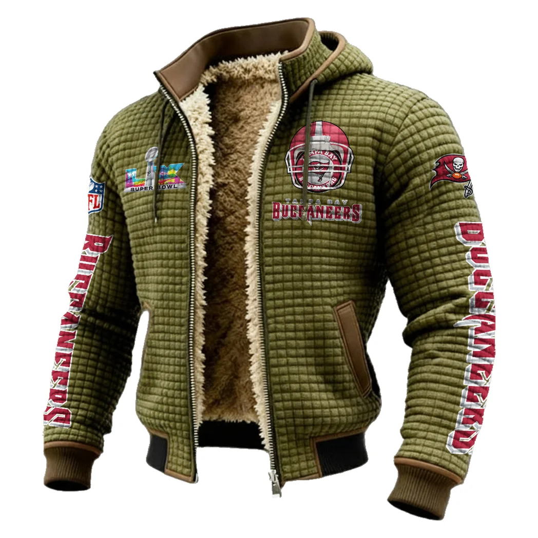 Game Day Raiders Fleece-Lined Hooded Jacket, Soft-Touch Thermal Outerwear HVN1463TB - Green - Image 2