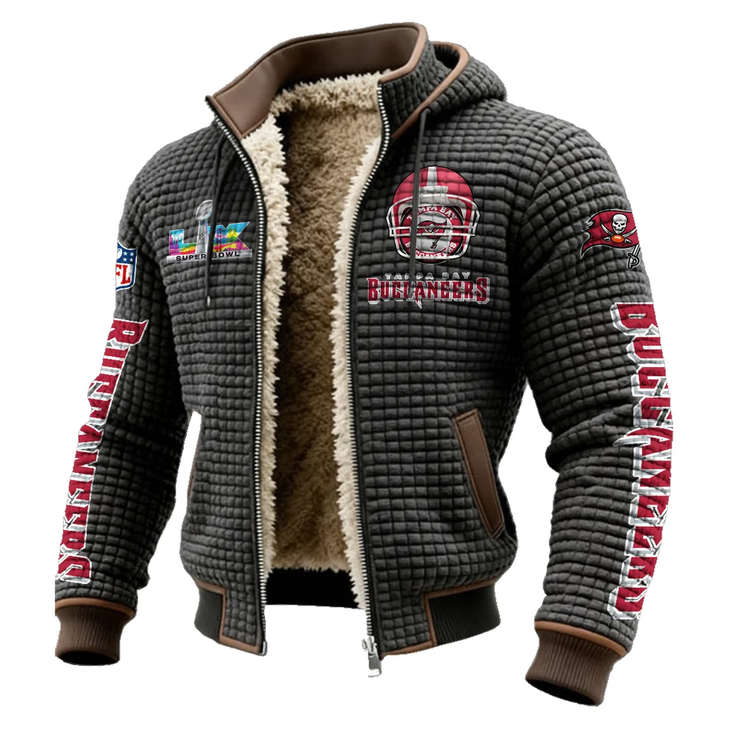 Game Day Raiders Fleece-Lined Hooded Jacket, Soft-Touch Thermal Outerwear HVN1463TB - Grey - Image 2
