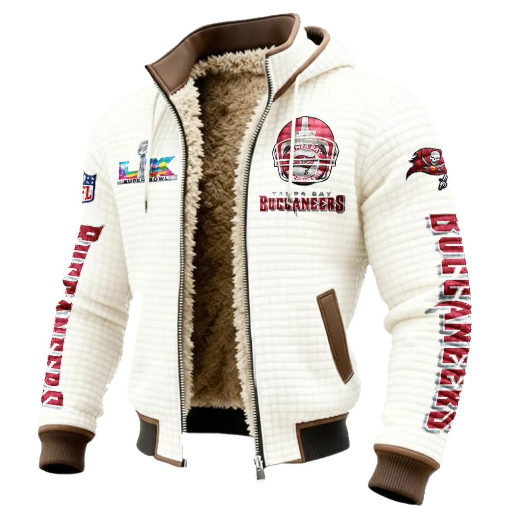 Game Day Raiders Fleece-Lined Hooded Jacket, Soft-Touch Thermal Outerwear HVN1463TB - White - Image 2