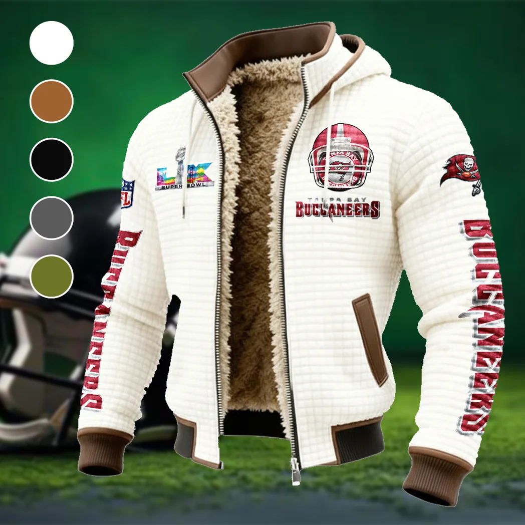 Game Day Raiders Fleece-Lined Hooded Jacket, Soft-Touch Thermal Outerwear HVN1463TB - White