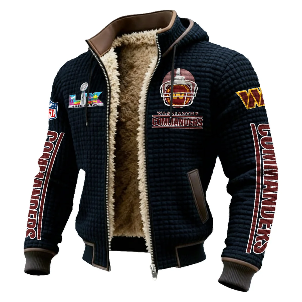 Red Crew Fleece-Lined Hooded Jacket, Modern Athletic Hybrid Parka HVN1463WC - Black - Image 2