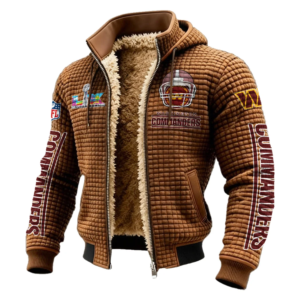 Red Crew Fleece-Lined Hooded Jacket, Modern Athletic Hybrid Parka HVN1463WC - brown - Image 2