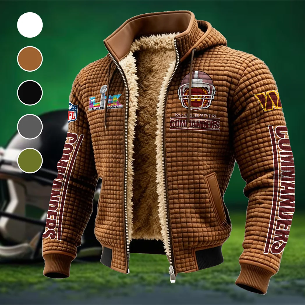 Red Crew Fleece-Lined Hooded Jacket, Modern Athletic Hybrid Parka HVN1463WC - brown