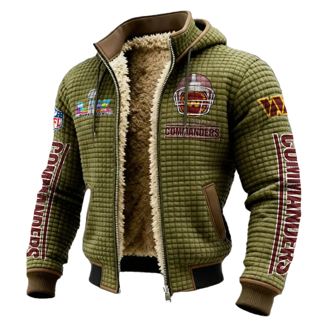 Red Crew Fleece-Lined Hooded Jacket, Modern Athletic Hybrid Parka HVN1463WC - Green - Image 2