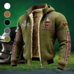 Red Crew Fleece-Lined Hooded Jacket, Modern Athletic Hybrid Parka HVN1463WC - Green