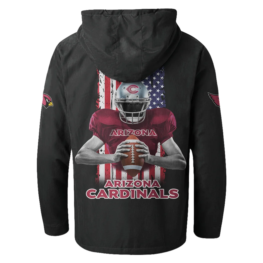 Red Bird Crew Flannel Hoodie, Sport Fan Flannel Hoodie HVN1464AC - Black - Image 3