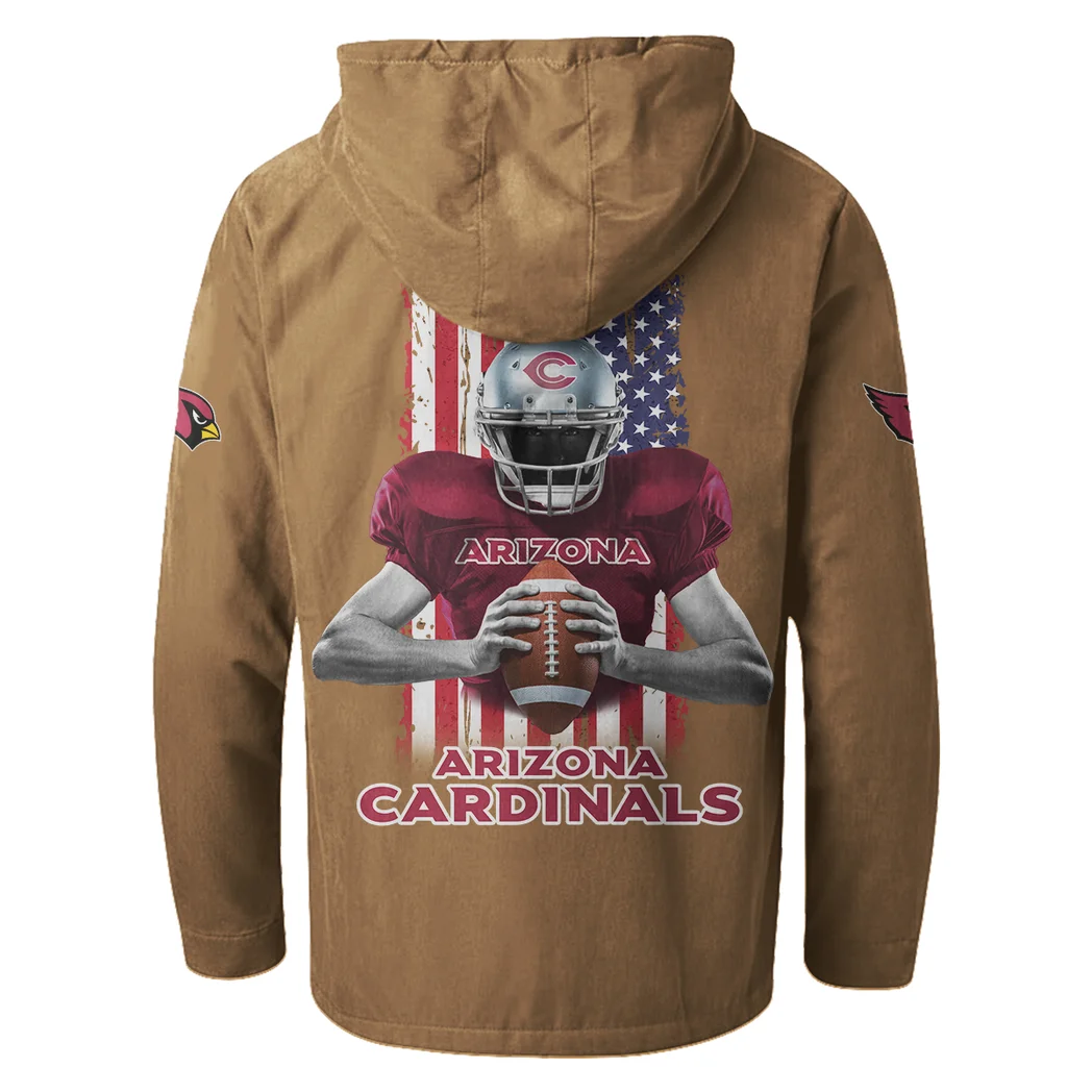 Red Bird Crew Flannel Hoodie, Sport Fan Flannel Hoodie HVN1464AC - Camel - Image 3