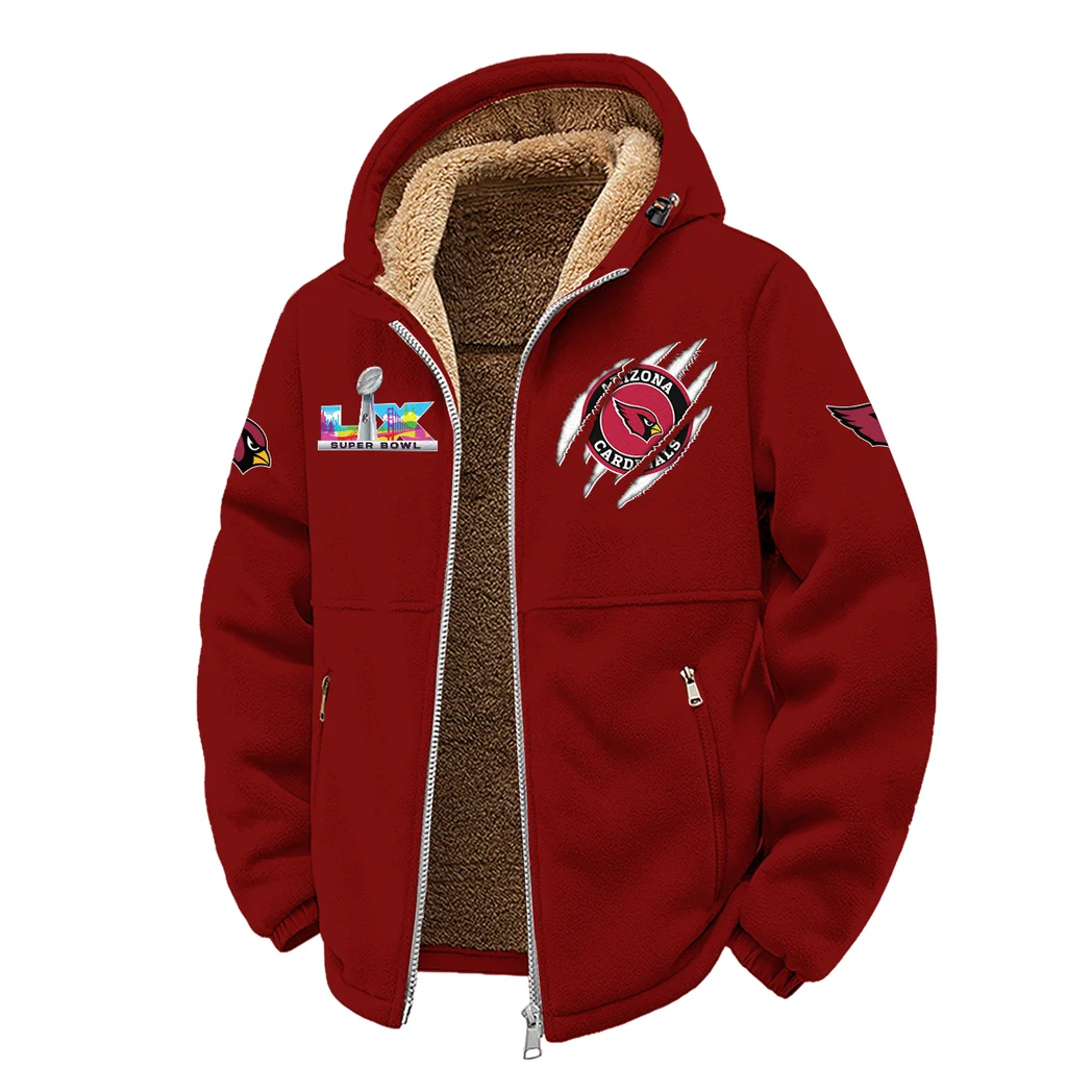 Red Bird Crew Winter Fleece Jacket, Thermal Winter Fleece HVN1464AC - Wine - Image 2