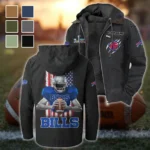 Blue Horns Flannel Hoodie, Athletic Spirit Fan Hoodie HVN1464BB - Black
