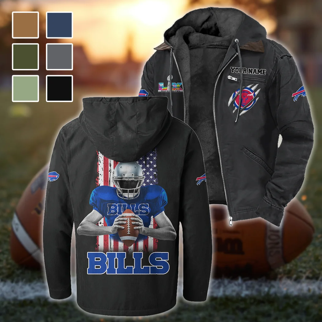 Blue Horns Flannel Hoodie, Athletic Spirit Fan Hoodie HVN1464BB - Black