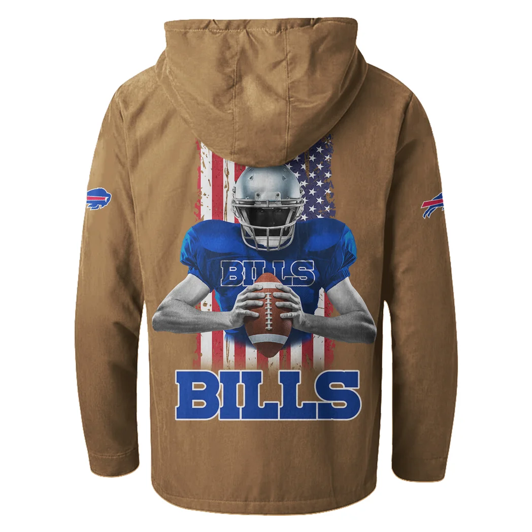 Blue Horns Flannel Hoodie, Athletic Spirit Fan Hoodie HVN1464BB - Camel - Image 3