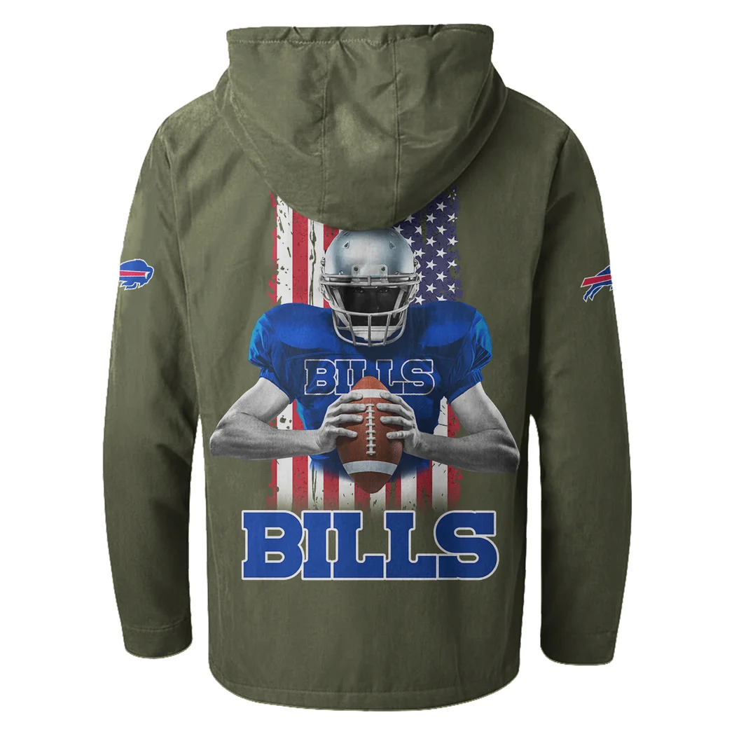 Blue Horns Flannel Hoodie, Athletic Spirit Fan Hoodie HVN1464BB - Green - Image 3