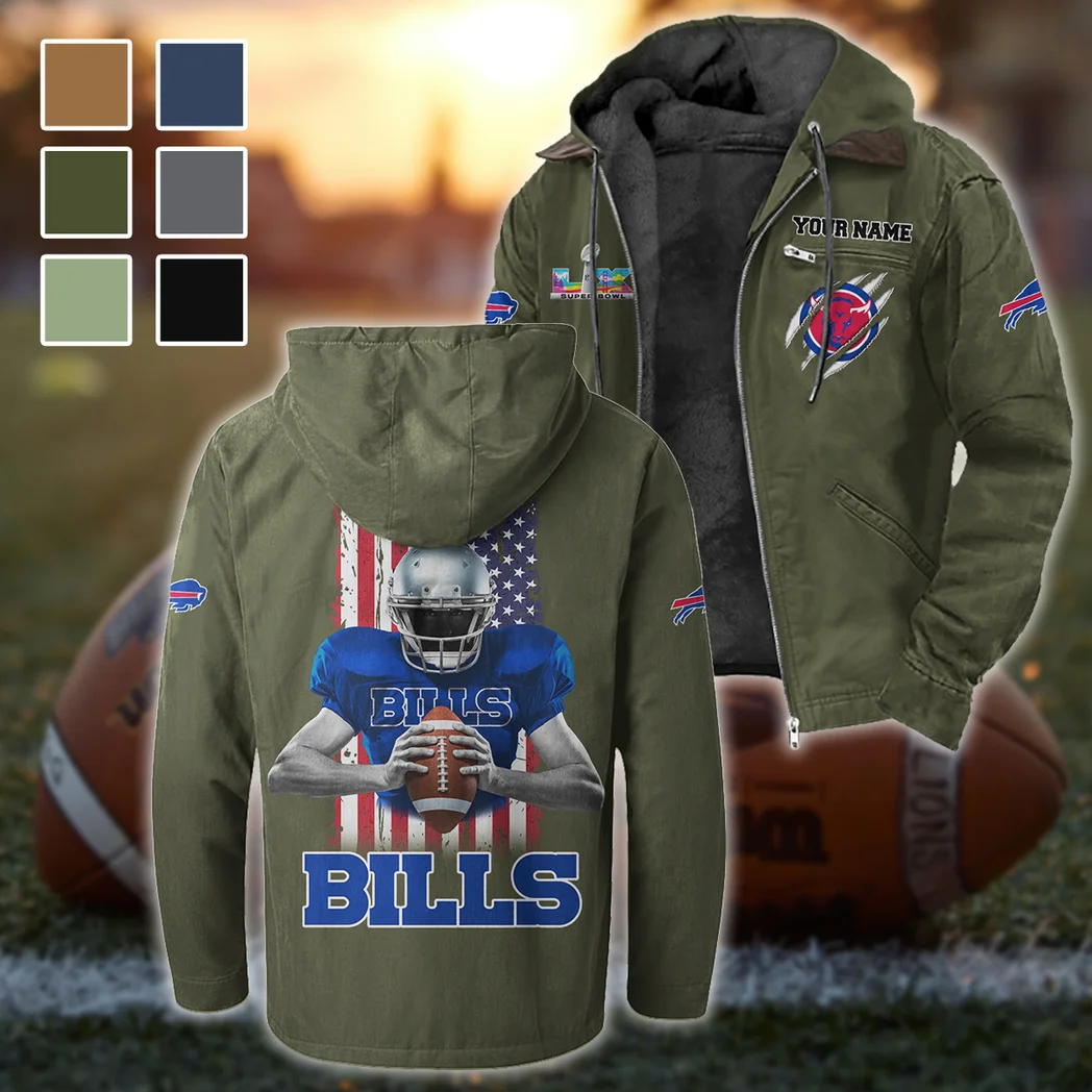 Blue Horns Flannel Hoodie, Athletic Spirit Fan Hoodie HVN1464BB - Green