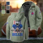 Blue Horns Flannel Hoodie, Athletic Spirit Fan Hoodie HVN1464BB - Light Green