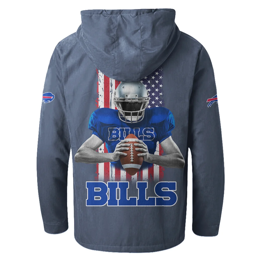 Blue Horns Flannel Hoodie, Athletic Spirit Fan Hoodie HVN1464BB - Navy Blue - Image 3