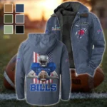 Blue Horns Flannel Hoodie, Athletic Spirit Fan Hoodie HVN1464BB - Navy Blue