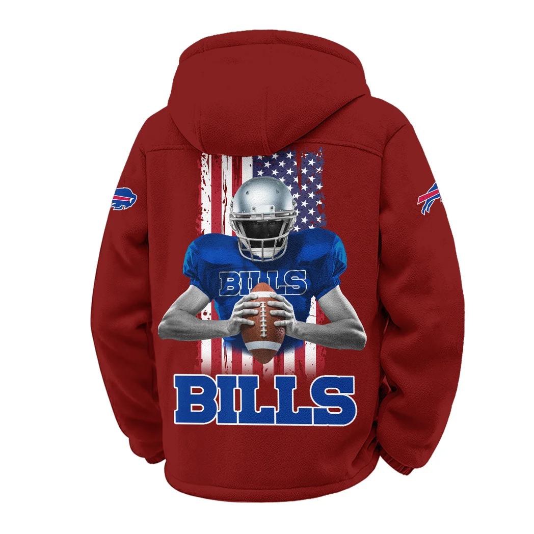 Blue Horns Winter Fleece Jacket, Extreme Cold Fleece Coat HVN1464BB - Wine - Image 3