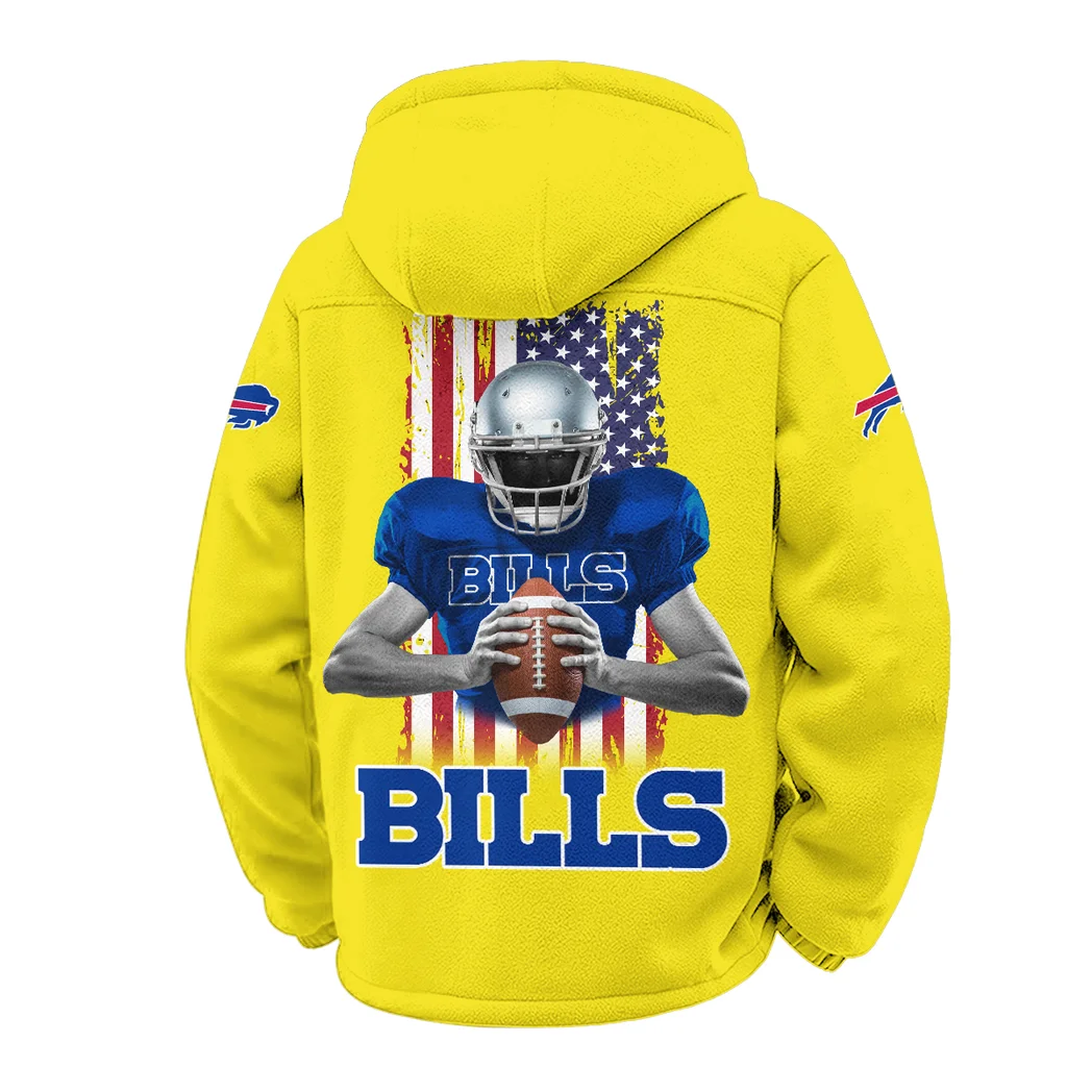 Blue Horns Winter Fleece Jacket, Extreme Cold Fleece Coat HVN1464BB - Yellow - Image 3