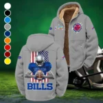 Blue Horns Winter Fleece Jacket, Extreme Cold Fleece Coat HVN1464BB - Grey