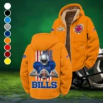 Blue Horns Winter Fleece Jacket, Extreme Cold Fleece Coat HVN1464BB - Orange