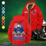 Blue Horns Winter Fleece Jacket, Extreme Cold Fleece Coat HVN1464BB - Red