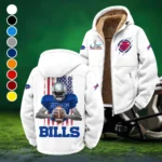 Blue Horns Winter Fleece Jacket, Extreme Cold Fleece Coat HVN1464BB - White